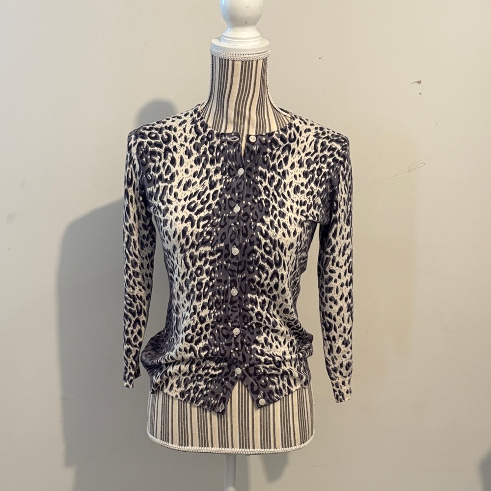 Animal print cardigan size small Worn